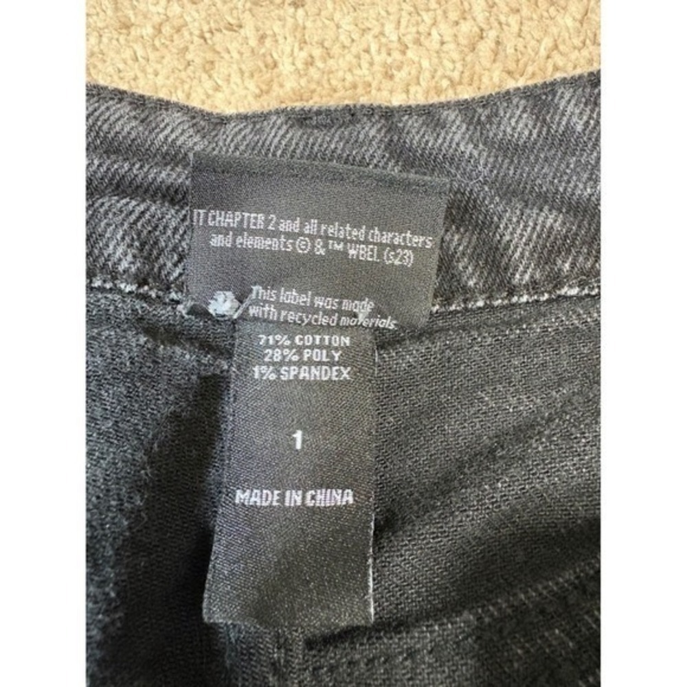 IT Chapter Two Pennywise Graphic Jeans Black Wide Leg Distressed Size 1 - Picture 10 of 11